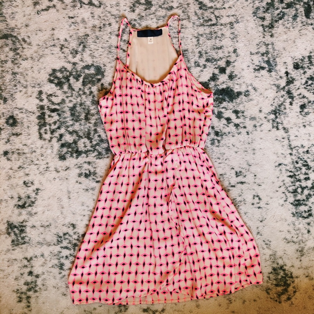 💕 Pink, Flirty Mini Party Dress A-Line, High Back